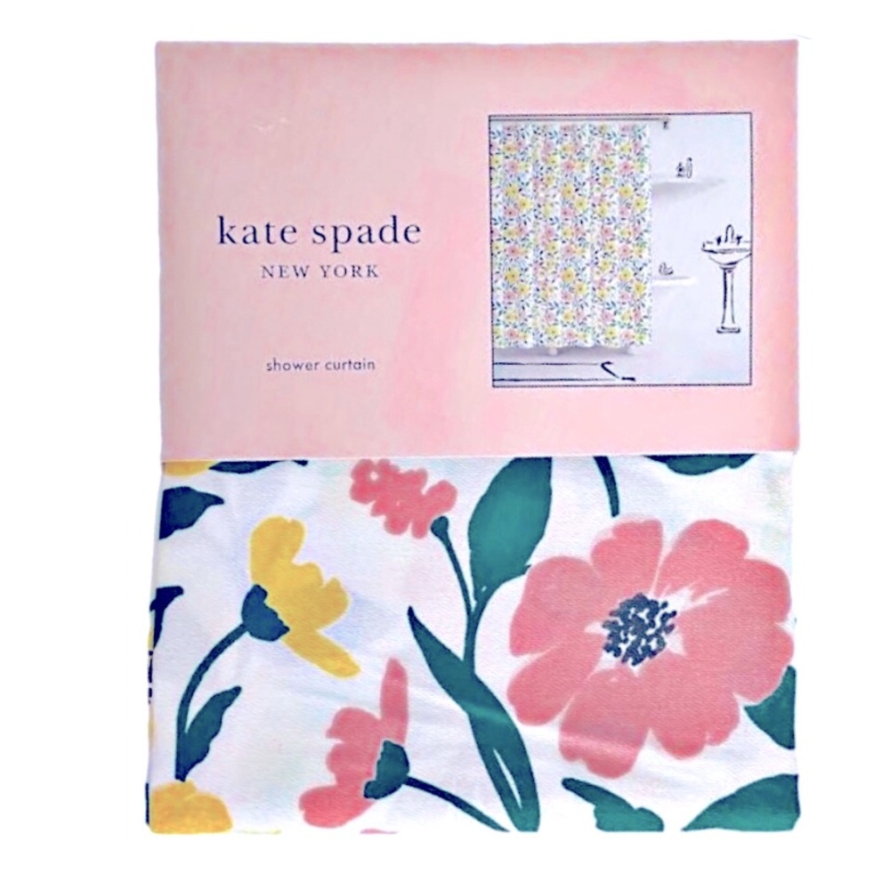 KATE SPADE SHOWER CURTAIN DORM READY BOLD GARDEN BLOOMS NEW WITH TAGS
